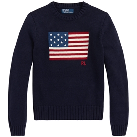 Polo Ralph Lauren Flag Cotton Crewneck Strik, Navy